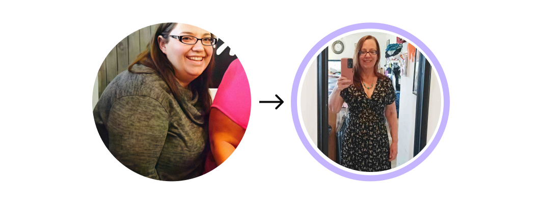 Amy's before and after - Lumen user who lost 26 pounds