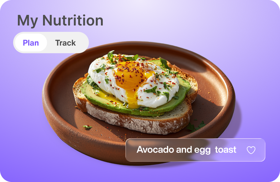 Lumen My Nutrition screen showing an avocado and egg toast meal suggestion