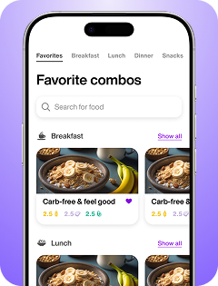 Lumen app showing meal suggestions